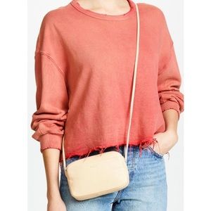 Baggu Mini Leather Crossbody Bag Purse Stone Color